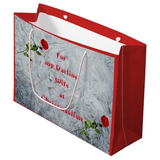 Red Rose Darling Wife bij kerstontwerp Large Cadeautasje (Voorkant Gekanteld)