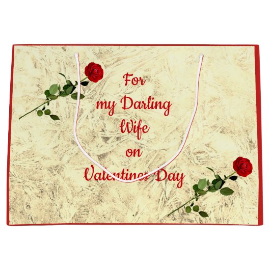 Red Rose Darling Wife op Valentijnsdag Large Cadeautasje (Voorkant)
