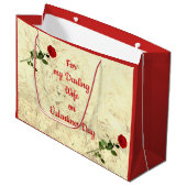 Red Rose Darling Wife op Valentijnsdag Large Cadeautasje (Voorkant Gekanteld)