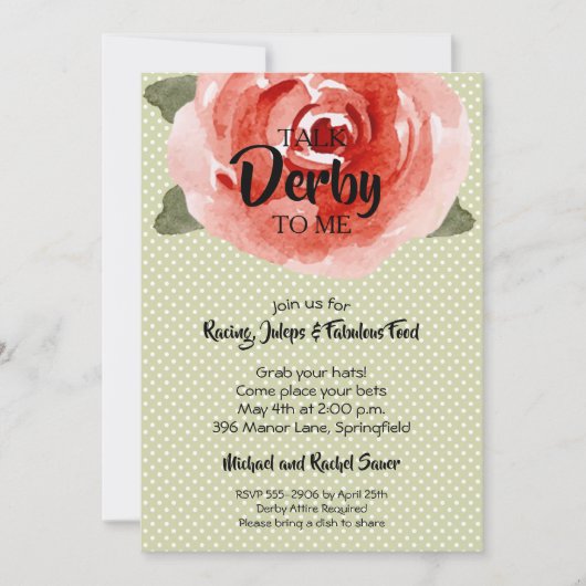 Red Rose Derby Party - Uitnodigingen (Voorkant)