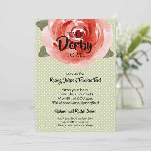 Red Rose Derby Party - Uitnodigingen (Staand voorkant)