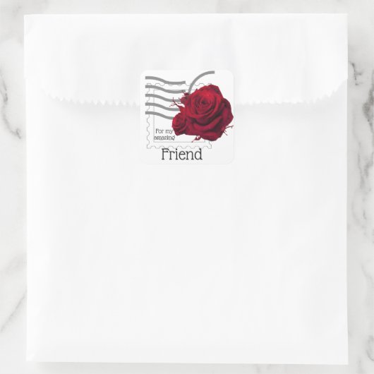 Red Rose design Square Sticker (Tas)