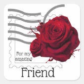 Red Rose design Square Sticker (Voorkant)