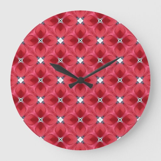 Red Rose Diamond Geometric Pattern Grote Klok (Voorkant)