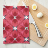 Red Rose Diamond Geometric Pattern Theedoek (Quarter Fold)