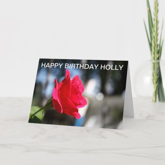 Red Rose dicht bij Verjaardag KAART (Voorkant)