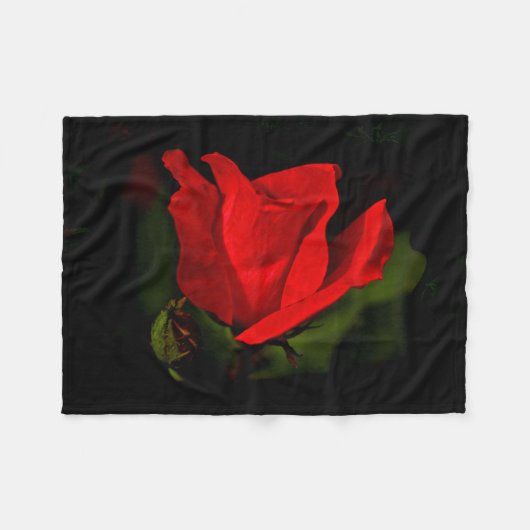 Red Rose - Donkere passie Fleece Deken (Voorkant (Horizontaal))