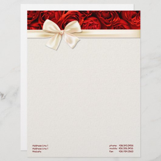 Red Rose Elegance 2 - Aanpassen Custom Briefhoofd (Voorkant / Achterkant)