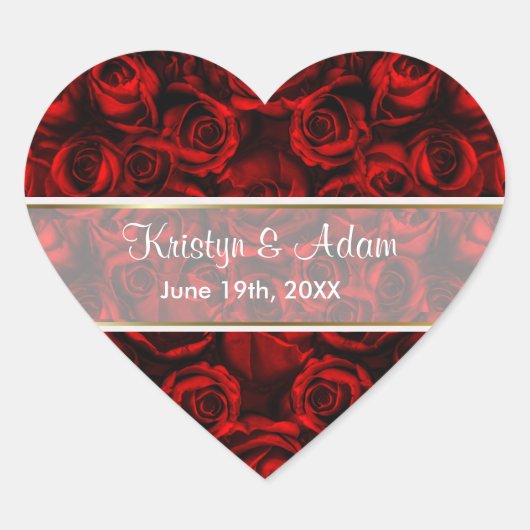 Red Rose Elegance - Aanpassen Hart Sticker (Voorkant)