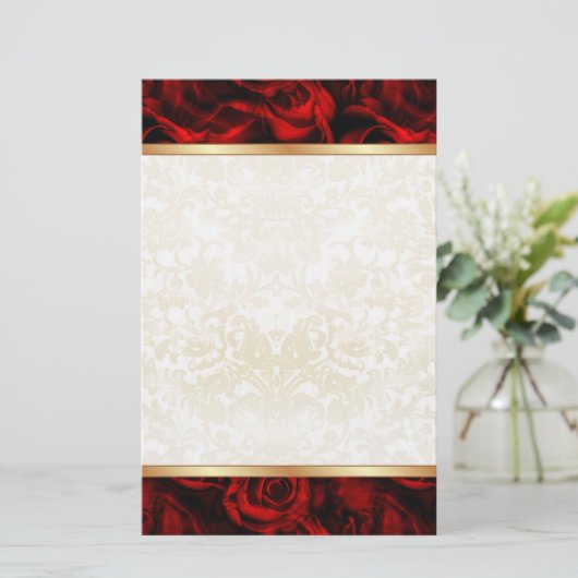 Red Rose Elegance Briefpapier (Staand voorkant)