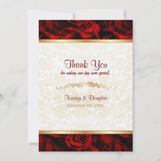 Red Rose Elegance - Dank u Bedankkaart (Voorkant)