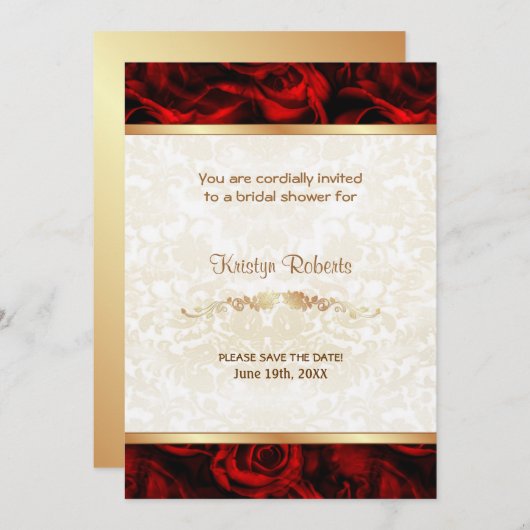 Red Rose Elegance - Douche Save The Date (Voorkant / Achterkant)