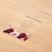 Red Rose Elegance: Prachtig Quinceanera-feest Acryl Uitnodigingen (Laagn)