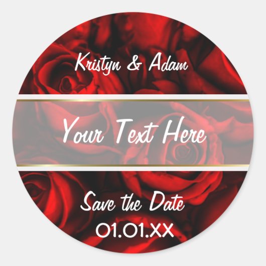 Red Rose Elegance Ronde Sticker (Voorkant)