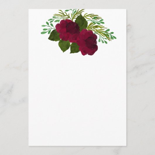 Red Rose Elegant Floral Invite Kaart (Achterkant)
