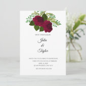Red Rose Elegant Floral Invite Kaart (Staand voorkant)