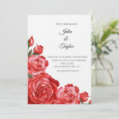 Red Rose Elegant Floral Invite Kaart (Staand voorkant)
