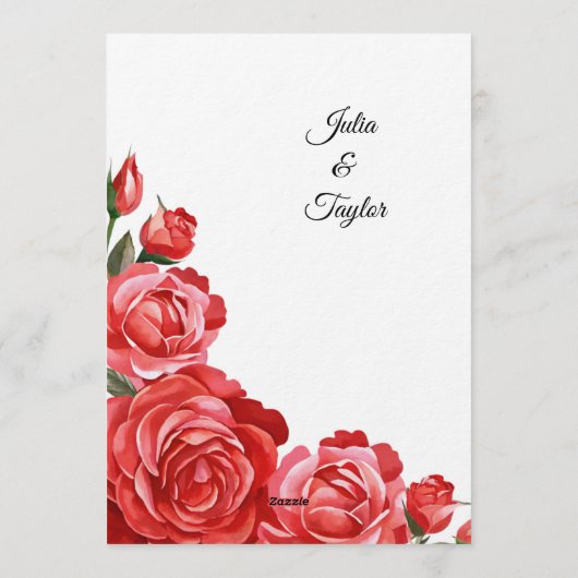 Red Rose Elegant Floral Invite Kaart (Achterkant)