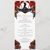 Red Rose Elegant Mariachi Charro Quinceanera Menu (Voorkant)
