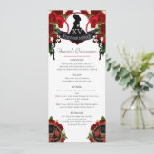 Red Rose Elegant Mariachi Charro Quinceanera Menu (Staand voorkant)