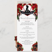 Red Rose Elegant Mariachi Charro Quinceanera Menu (Voorkant / Achterkant)