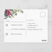Red Rose Elegant Quinceanera, voorgericht RSVP Briefkaart (Achterkant)