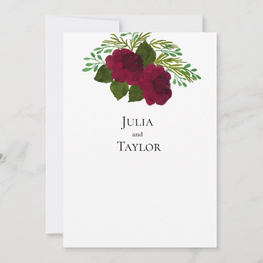 Red Rose Elegant Save the Date Card – Minimal Rom (Achterkant)