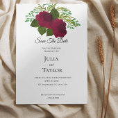Red Rose Elegant Save the Date Card – Minimal Rom