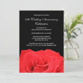 Red Rose en Black 50th Wedding Jubileum Kaart (Staand voorkant)
