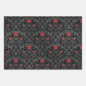 Red Rose en Black Damask Inpakpapier Vel (Voorkant)
