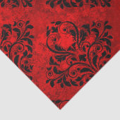Red Rose en Black Damask op Red Tissuepapier (Detail)