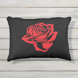 Red Rose en Black Pillow Buitenkussen