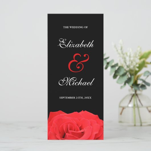 Red Rose en Black Wedding Programma Programmakaart (Staand voorkant)