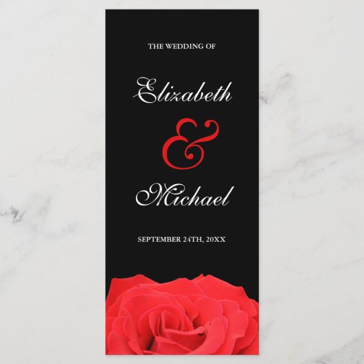 Red Rose en Black Wedding Programma Programmakaart (Voorkant)