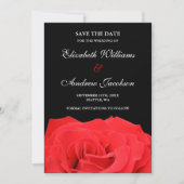 Red Rose en Black Wedding Save the Date (Voorkant)