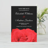 Red Rose en Black Wedding Save the Date (Staand voorkant)