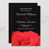 Red Rose en Black Wedding Save the Date (Voorkant / Achterkant)