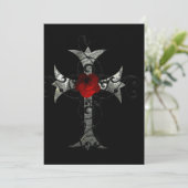 Red Rose en Cross Gothic Vrijgezellenfeest Kaart (Staand voorkant)