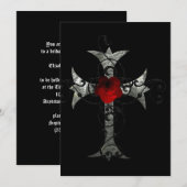 Red Rose en Cross Gothic Vrijgezellenfeest Kaart (Voorkant / Achterkant)