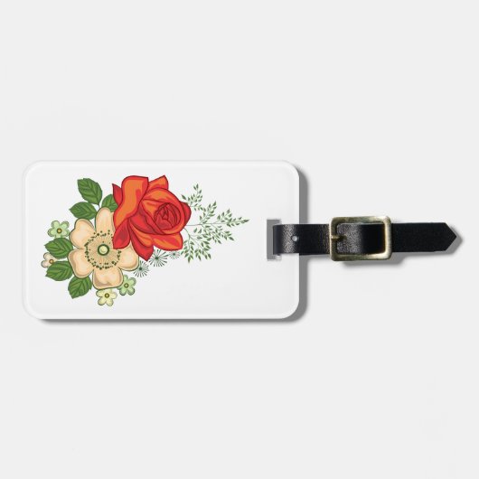 Red Rose en Daisies Bagagelabel (Voorkant horizontaal)