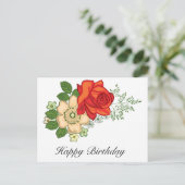 Red Rose en Daisies Birthday Greetings Briefkaart (Staand voorkant)