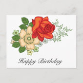 Red Rose en Daisies Birthday Greetings Briefkaart (Voorkant)