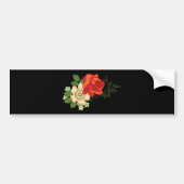 Red Rose en Daisies Black Achtergrond Bumpersticker (Voorkant)