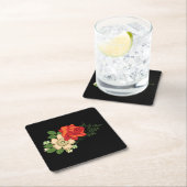 Red Rose en Daisies Black Achtergrond Kartonnen Onderzetters (Insitu)