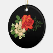 Red Rose en Daisies Black Achtergrond Keramisch Ornament (Links)
