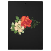Red Rose en Daisies Black Achtergrond Klembord (Achterkant)