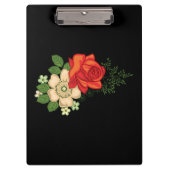 Red Rose en Daisies Black Achtergrond Klembord (Voorkant)