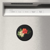 Red Rose en Daisies Black Achtergrond Magneet (Insitu (Vaatwasser))