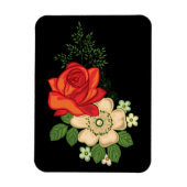 Red Rose en Daisies Black Achtergrond Magneet (Verticaal)