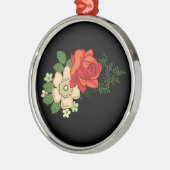 Red Rose en Daisies Black Achtergrond Metalen Ornament (Links)